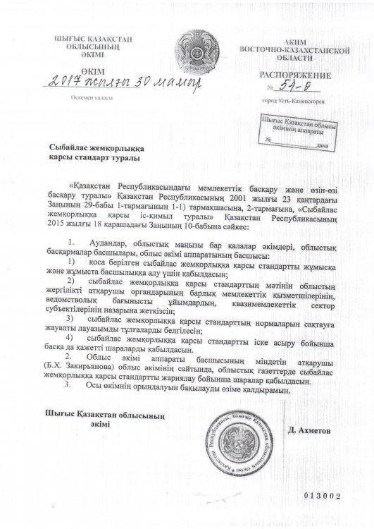 Сыбайлас жемқорлыққа қарсы стандарт туралы / Об антикоррупционном стандарте